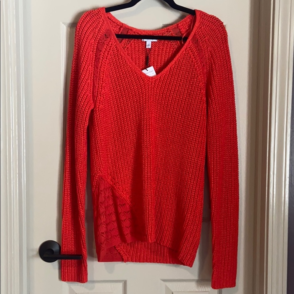 NWT Calvin Klein coral lace detail sweater